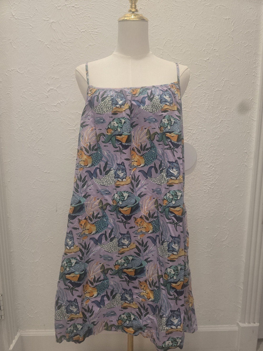Printfresh Mermaid Cats Robe L/XL + Sleep Dress XL 2 Piece Set